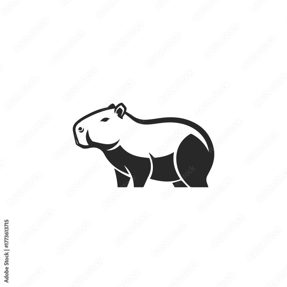 Fototapeta premium Stylized Capybara Silhouette Logo Design.