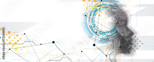 Abstract wireframe network and artificial intelligence background