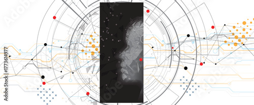 Abstract wireframe network and artificial intelligence background