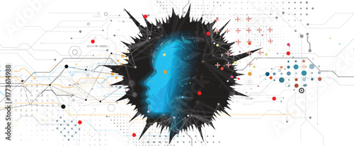 Abstract wireframe network and artificial intelligence background