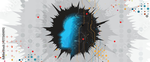 Abstract wireframe network and artificial intelligence background