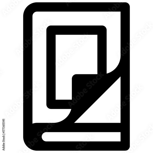 Magazine. Outlined stroke vector icon with black-filled details.
