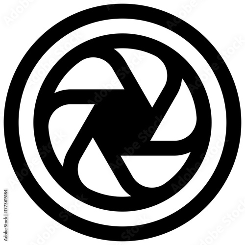 Shutter. Outlined stroke vector icon with black-filled details.