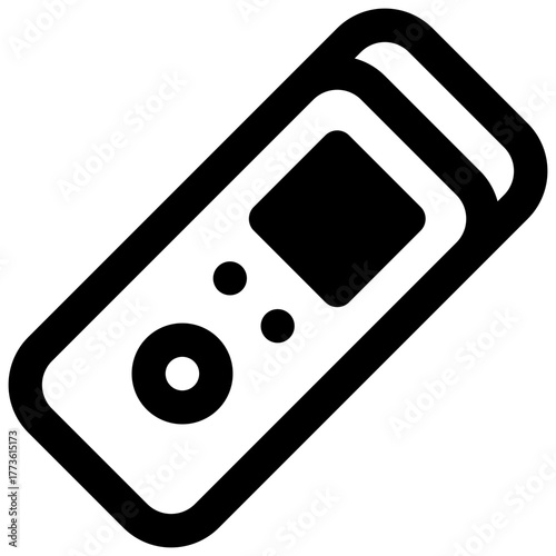 Voice recorder. Outlined stroke vector icon with black-filled details.