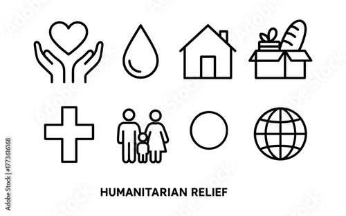 Charity and support symbols for humanitarian aid and community assistance