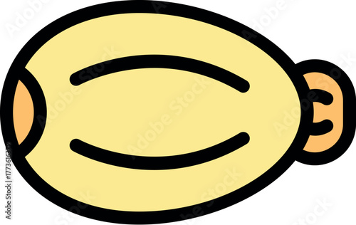 Yellow dirigible airship floating gently, representing air travel and tourism adventures