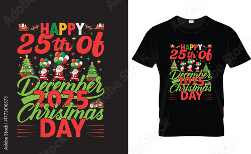 Christmas t-shirt design with December 25th text