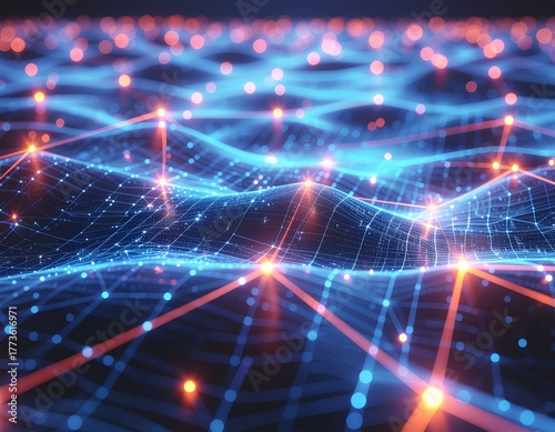 Digital Finance: Abstract Data Network on a Deep Blue Background