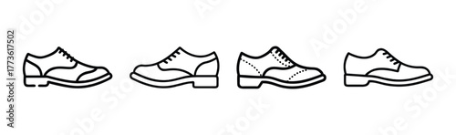 Collection of four distinct styles of brogues shoes line drawings