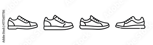 Simple line art collection of four different sneakers