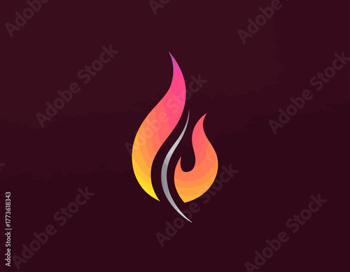 The logo showcases a vibrant flame design with gradient colors of yellow and pink, symbolizing energy and passion in branding or artistic ventures.