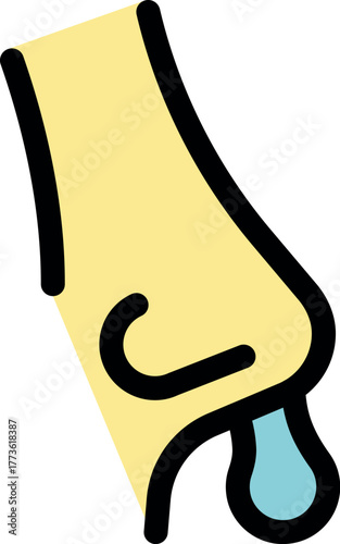 Snot is dripping from a person's nose, indicating a cold, flu, allergies, or other respiratory illness