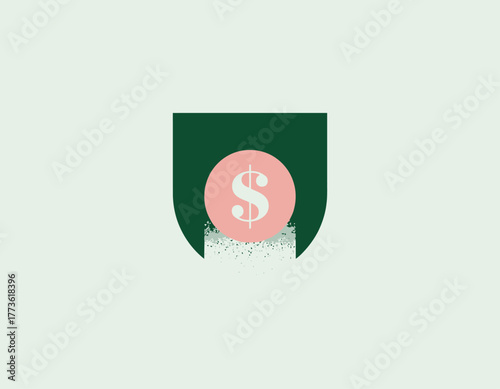 This artistic representation showcases a dollar sign enclosed within a vibrant shield shape, symbolizing financial protection, value, and economic empowerment in modern society.