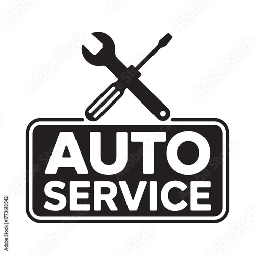 Auto service sign with crossed wrench and screwdriver icon