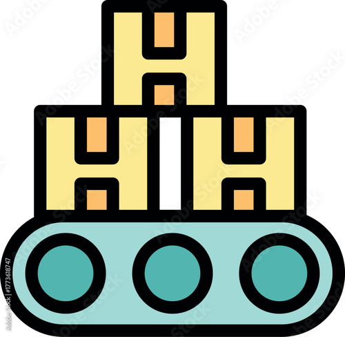 Warehouse automation process with cardboard boxes moving on conveyor belt, streamlining logistics and distribution