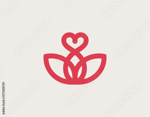 This logo design combines a heart and leaf to symbolize love and care for nature, perfect for health and wellness brands looking to convey compassion and holistic values in their identity.