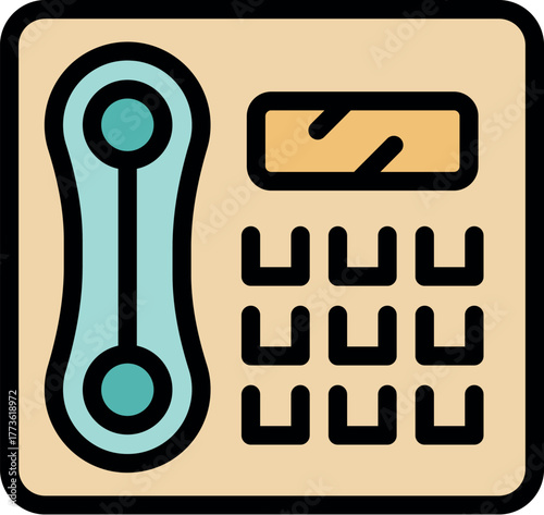 Beige office telephone featuring a keypad and a small display