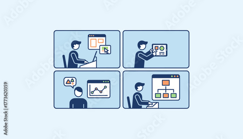 A group study session conducted via video conferencing with participants sharing screens and collaborating on a project in realtime.