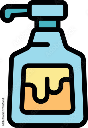 Plastic dispenser bottle dispensing liquid soap, shampoo or lotion for hygiene and body care