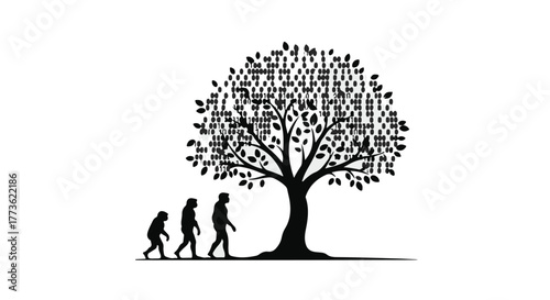 Tree of knowledge and evolution, symbolizing growth and human progression