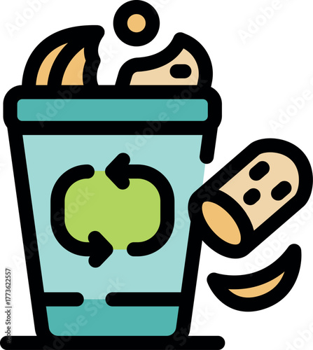 Food waste falling into a compost bin, promoting composting and waste reduction for a sustainable lifestyle