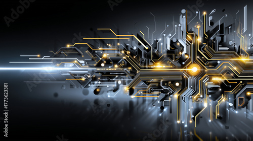Conception d'un arrière-plan technologique futuriste et coloré, avec des pistes de schéma et de circuit imprimé