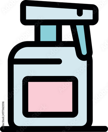 Spray bottle dispensing cleaning solution for sanitizing and disinfecting various surfaces