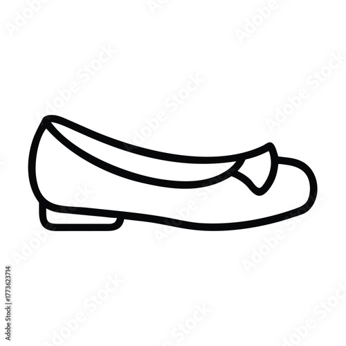 Ballet flat shoe icon outline drawing vector graphic