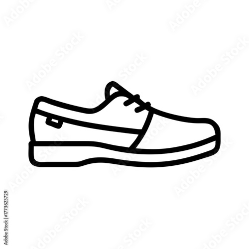 Line art icon of a classic casual lace-up boat shoe or sneaker illustration for fashion and footwear concepts.