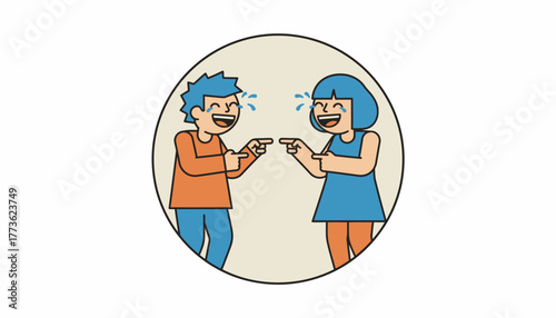 Two characters pointing and laughing at each other a classic reaction meme to signify mutual embarrassment or irony.