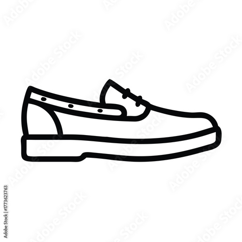 Classic slip-on loafer footwear outline vector icon