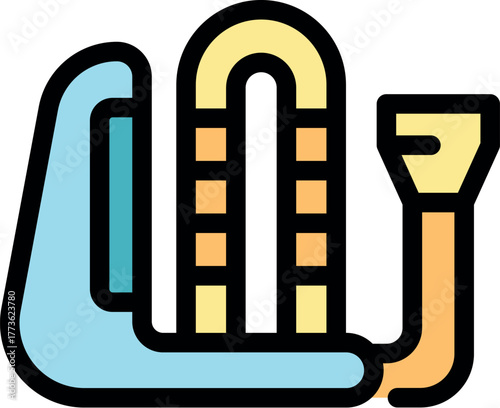 Colorful aquapark slide promising a thrilling descent into a cool pool, perfect for summer fun