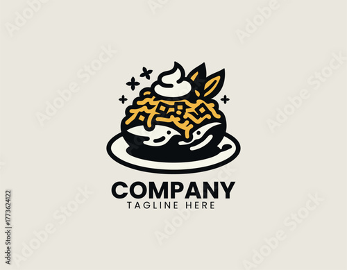 Hearty Loaded Baked Potato Dish Generously Topped with Melted Cheese and Savory Bacon Bits Vector Illustration