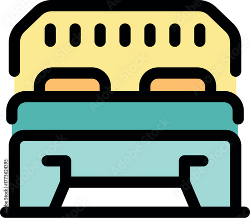 Cozy double bed with pillows and a headboard, perfect for a restful night's sleep in a hotel or bedroom