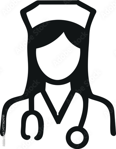 Nurse icon, medical staff symbol, healthcare worker illustration