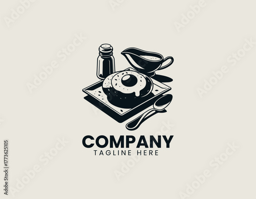 Traditional Twice Baked Potato Served with Savory Filling Gravy and Seasoning Vector Illustration