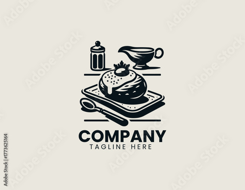 Traditional Twice Baked Potato Served with Savory Filling Gravy and Seasoning Vector Illustration