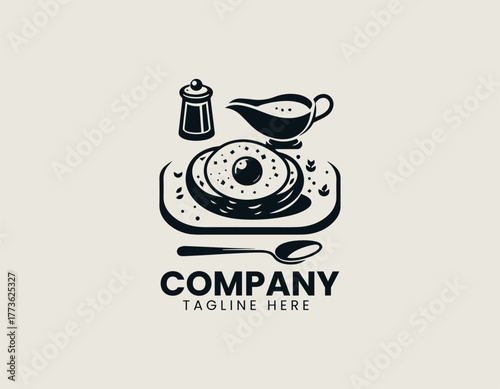 Traditional Twice Baked Potato Served with Savory Filling Gravy and Seasoning Vector Illustration