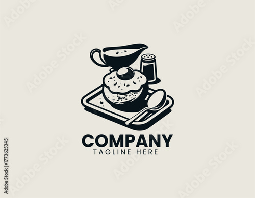 Traditional Twice Baked Potato Served with Savory Filling Gravy and Seasoning Vector Illustration