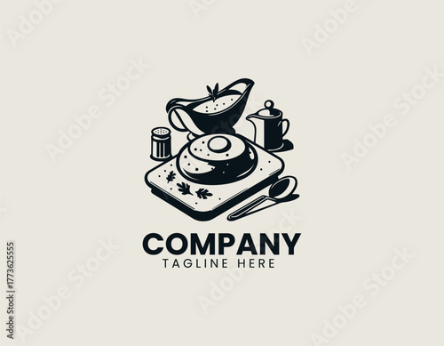 Traditional Twice Baked Potato Served with Savory Filling Gravy and Seasoning Vector Illustration