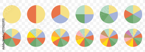 Pie charts diagrams. Donut and pie chart infographic elements set. Colorful diagram collection with. Circle icons for infographic On Transparent Background. EPS 10.