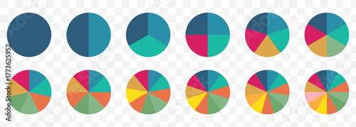 Pie charts diagrams. Donut and pie chart infographic elements set. Colorful diagram collection with. Circle icons for infographic On Transparent Background. EPS 10.