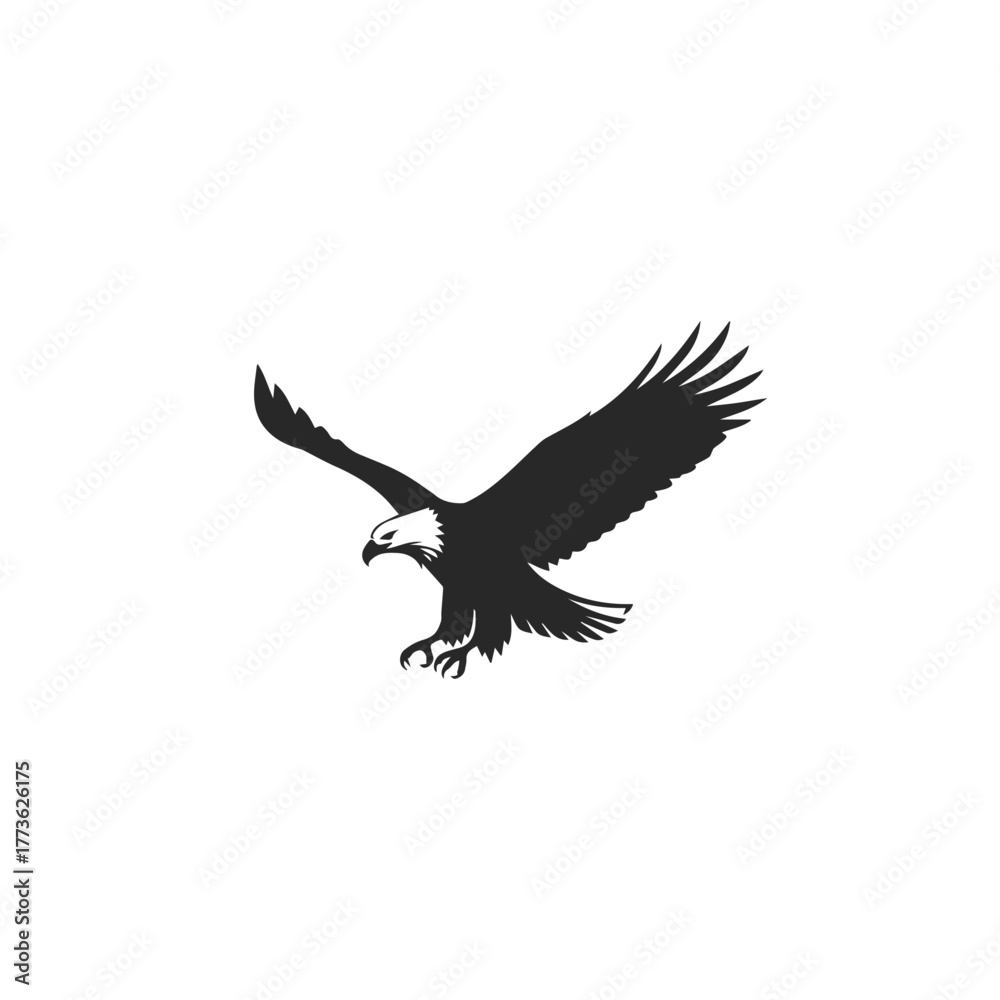 Obraz premium Majestic Bald Eagle Silhouette in Flight Vector.