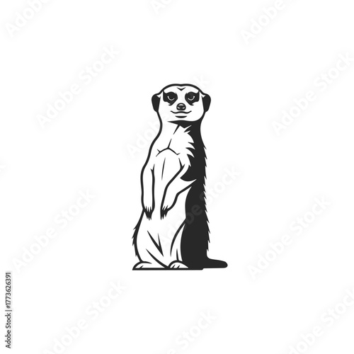 Stylized Meerkat Standing Upright Illustration.