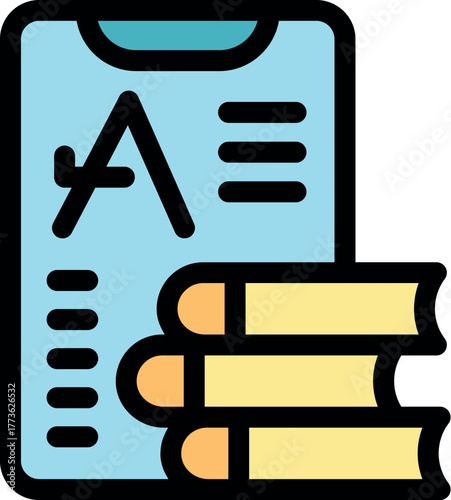 Achieving an a grade on a school test highlighted with textbooks symbolizing educational success