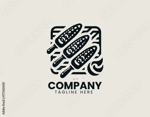 Delicious Grilled Yellow Corn Cobs Perfectly Prepared on a Barbecue Grate with Fresh Green Garnish Vector Illustration