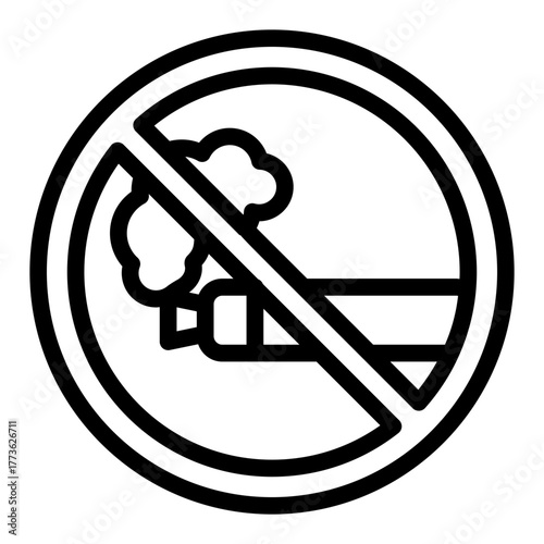 Vaping device ban line icon, dangers of smoking concept. Vector graphics. Prohibited item sign on white background, style icon mobile or web design.