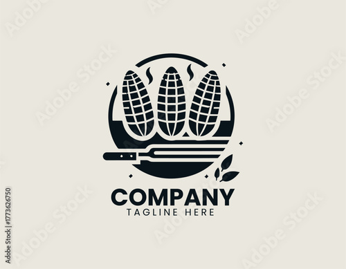 Delicious Grilled Yellow Corn Cobs Perfectly Prepared on a Barbecue Grate with Fresh Green Garnish Vector Illustration
