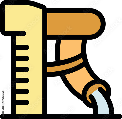 Waterpark pipe measuring water level flowing down waterslide, fun summer activity