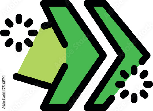 Double arrow with loading symbol representing fast forward function